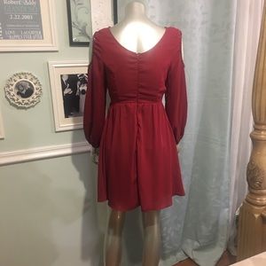 Red Dress with Sleeve cut-out